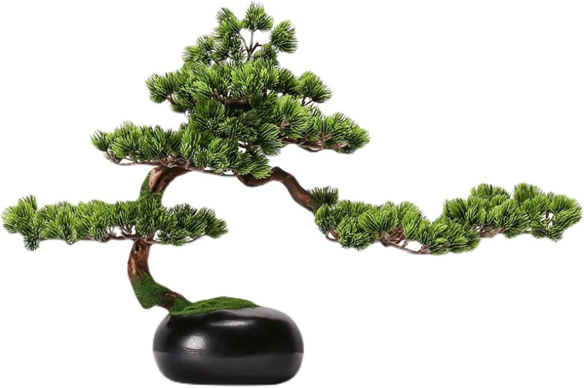 Realistische Kunstmatige Bonsai Boom met Mos en Keramische Pot - Groen