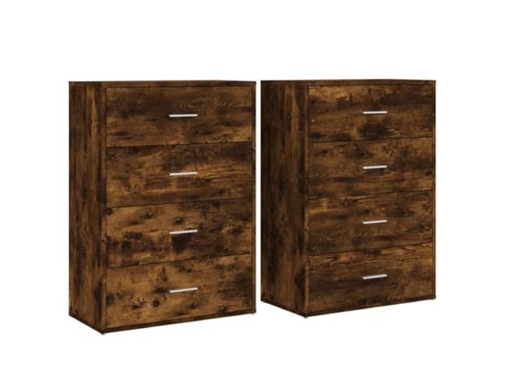 Fisinber Sideboard 2er Set Räuchereiche 60x31x84 cm Beistellschrank Kompakte Kommoden fürs Wohnzimmer und Flur mit robuster Deckplatte für Lampen und Deko sowie 50 kg Belastbarkeit.