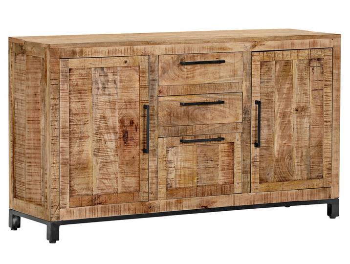 Sideboard RIO Mango massiv Metall 80 x 140 x 40 cm lackiert...