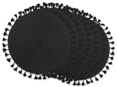 DII Nautical Blue Round Fringed Placemat Set/6
