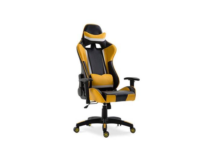 Chaise de bureau Gaming ergonomique inclinable à 180° Jaune
