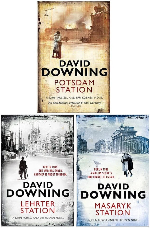 Old Street Publishing John Russell WWII Spy Thrillers 4-6 Collection by David Downing - Potsdam Station, Lehrter Station & Masaryk Station - Paperback 3 Book Set