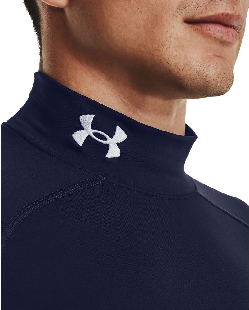 Trainingsshirt UNDER ARMOUR "UA CG ARMOUR COMP MOCK", Herren, Gr. XS, blau (midnight navy), Obermaterial: 100% Polyester, normal, Rundhals, Shirts Trainingsshirt, Langarm-Ausführung, mit Stehkragen, schnell trocknend, atmungsaktiv midnight navy XS