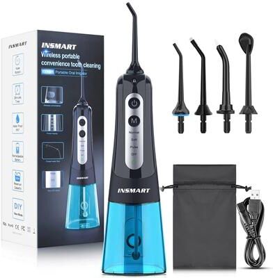 StayWell Cordless Oral Irrigator Water Flosser, Teeth Whitening & Waterproof Dental Flosser, Portable Water Jet Cleaner For Teeth black Blue