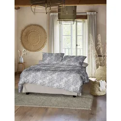 Bettwäsche IRISETTE "Lotus 8569", grau, B/L: 155cm x 200cm, 1 Stk., 1 Stk., Satin, B/L: 80cm x 80cm, 2 Stk., Satin, Obermaterial: 100% Baumwolle, Bettwäsche, Bettwäsche, atmungsaktiv