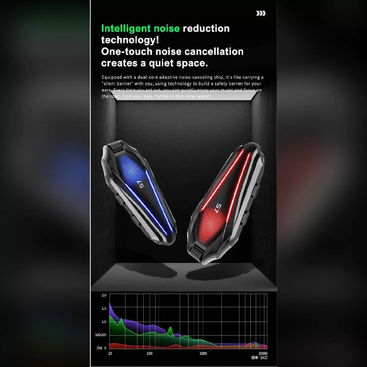 INF Bluetooth-Headset für Motorradhelme mit langer Akkulaufzeit und weichem Mikrofon – 1000 mAh, 30 Stunden Laufzeit, IP67,