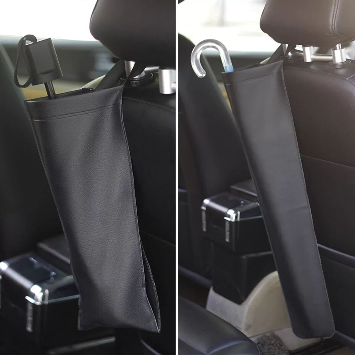 INF Auto-Regenschirm-Tasche (Schwarz) — PU-Leder wasserdichter Schutz für zusammenklappbare und lange Regenschirme, hält