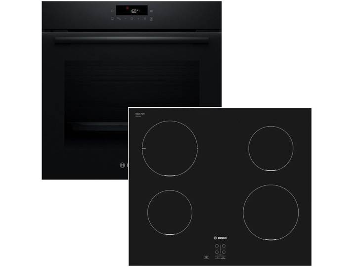 BOSCH Backofen-Set Pyrolyse 3D Heißluft + Induktionskochfeld PowerBoost TouchSelect, mit Nein, Pyrolyse-Selbstreinigung Hydrolyse