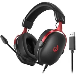 QCY Heroad VN200 gaming headphones (black and red) (Kabelgebunden), Gaming Headset, Rot, Schwarz