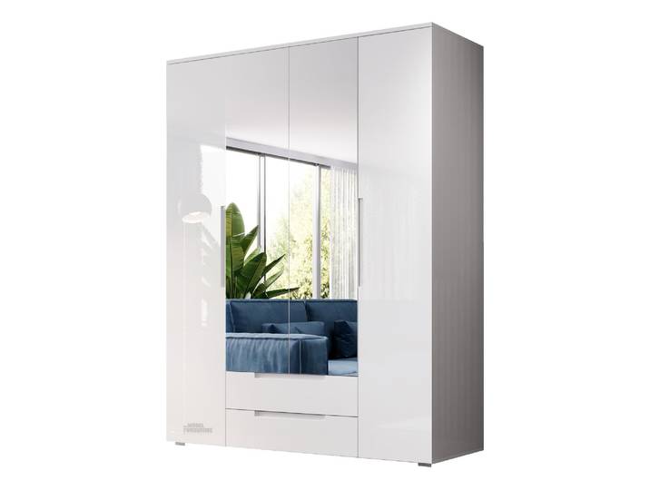 Kleiderschrank mit Spiegel - weiß hochglanz - 160 cm - SPICE