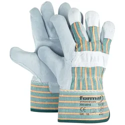 FORMAT Handschuhe Rindspaltleder Gr. 9 gummierte Stulpe