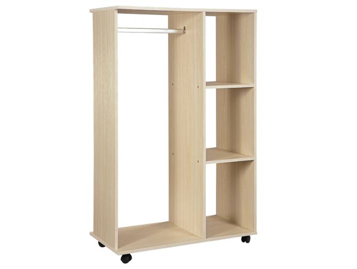 Armoire penderie mobile panneaux de particules chêne clair