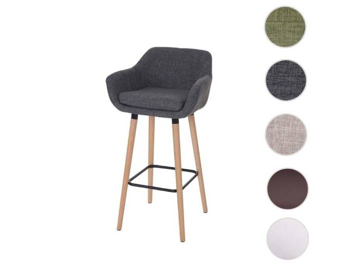 Tabouret de bar Malmö T381 chaise de bar tabouret de comptoir ~ Textile gris