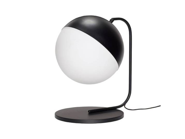 Hubsch Tafellamp zwart metaal met wit glas