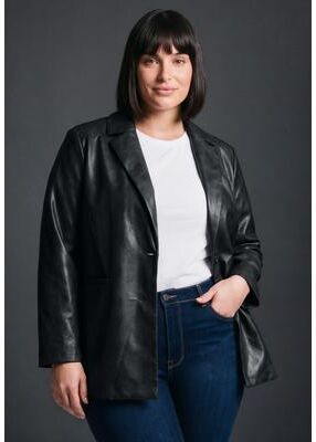 Plus Size Women's Faux Leather Blazer by Avenue in Black (Size 14)