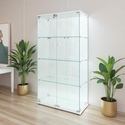 ZWYO HOSIMU "64.7"" Tempered Glass Display Cabinet with Colorful PAIPAI Lights, Door Lock, Adjustable Feet, Storage Cabinet for Any Room"