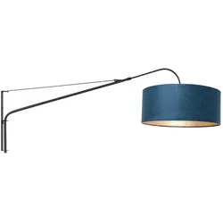 Wandleuchte Schlafzimmerlampe Leseleuchte schwenkbar Velour blau schwarz-matt