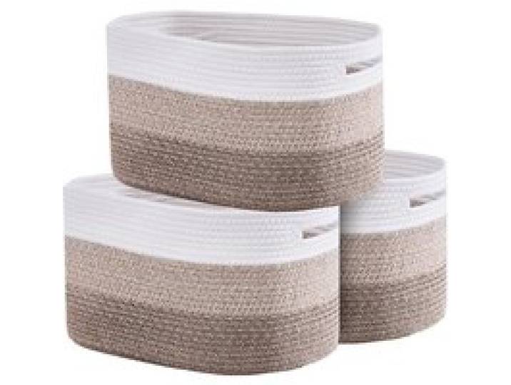 VEVOR Panier de Rangement Corbeille à Linge Corde Coton Tissé 22 L Lot de 3 380x250x225mm