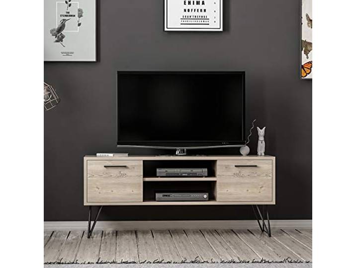 Homemania TV-Schrank, Melaminspanplatte, Metall, Holz, Schwarz