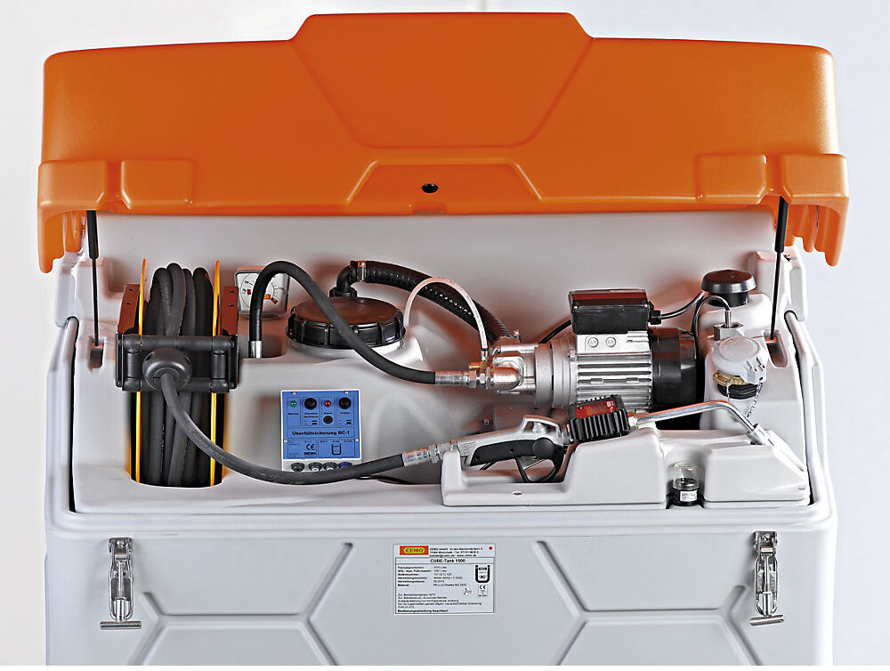 CEMO Schmierstofftank CUBE, Outdoor Premium, mit Klappdeckel, Volumen 2500 l