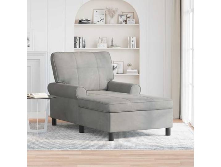 LPERTGFHU Chaiselongue Samt Hellgrau - Moderne Relaxliege für Wohnzimmer & Schlafzimmer, Komfortable Loungeliege mit Kissen, 91 x 157 x 91 cm