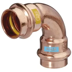 HS AQUAGAS V Bogen 15 x 15 mm 452001515 Kupfer, 90 Grad, I/I, Press Copper, Fitting für Gas und Wasser
