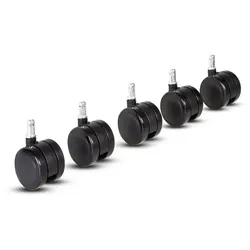 Hartbodenrollen 5er Set Kunststoff Schwarz
