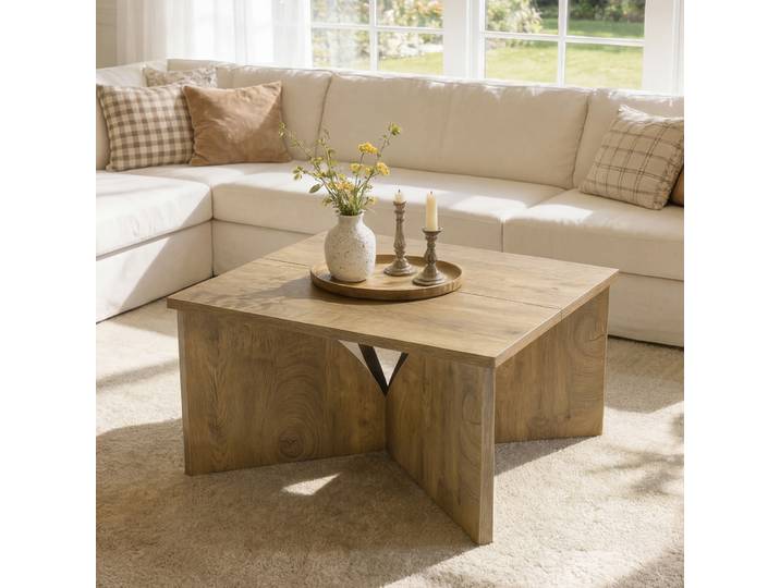 Table basse carrée Tribesigns pour salon, table d'appoint de style farmhouse de 31,5 pouces, table à thé ou cocktail avec base robuste