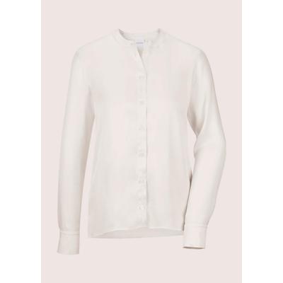 Langarmbluse MADELEINE "Bluse Elegante Rundhals-Bluse, Langarm", Damen, Gr. 40, weiß (perlweiß, goldfarben), Obermaterial: 100% Viskose CV., Modern, normal, Blusen