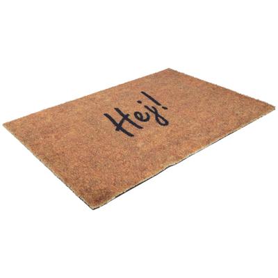 Fußmatte "Schmutzfangmatte COUNTRY, Hey", beige (natur), B:60cm H:7mm L:40cm, Polyamid, PRIMAFLOR-IDEEN IN TEXTIL, Teppiche, Fußmatte, Schmutzfangmatte, Kokos-Optik, mit Spruch, rutschhemmend, waschbar