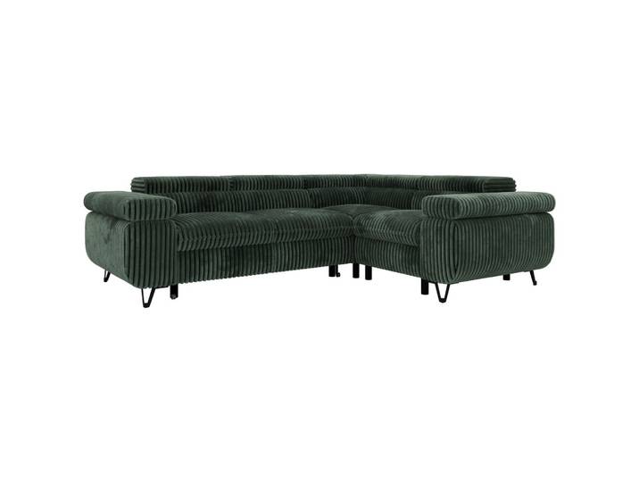 ECKSOFA FALCO L - Dunkelgrün Cord - Rechts Seite