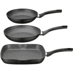 GSW Gourmet Granit, Pfannenset + Topfset, Schwarz