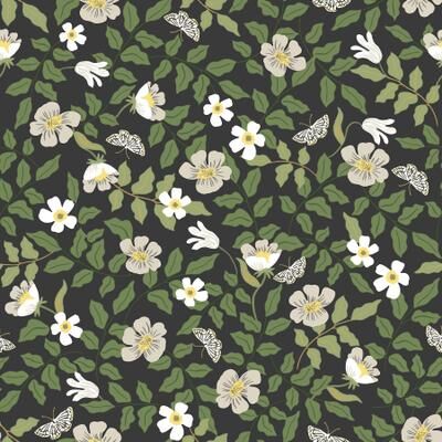 Rifle Paper Co.Primrose Off White and Black Peel and Stick Wallpaper