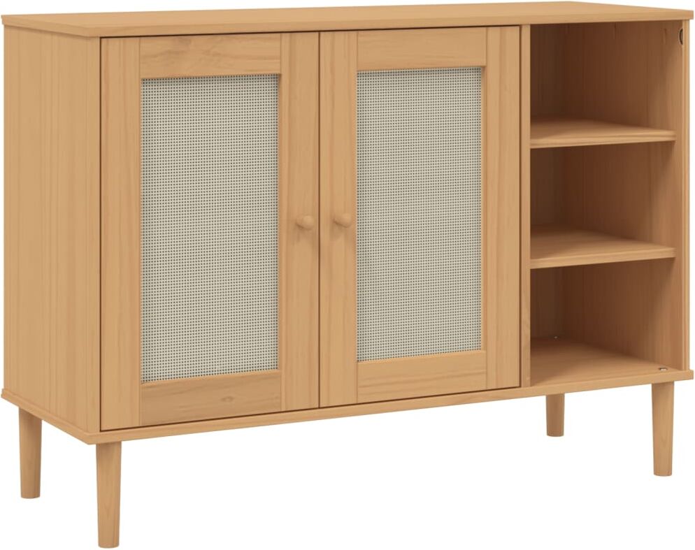 vidaXL Buffet SENJA aspect rotin marron 112x40x80cm bois massif de pin