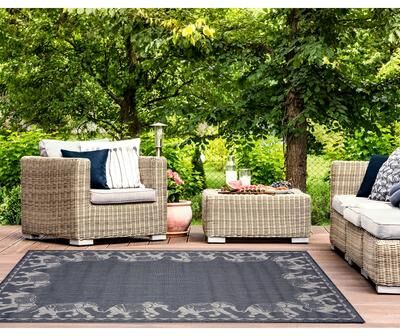 Lush Decor Carmel Marching Elephants Indoor/Outdoor Area Rug