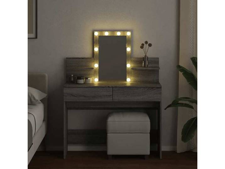 MGH - TOP coiffeuse/Table de maquillage - 1 femme - avec LED - sonoma gris 100x40x130 cm FR291