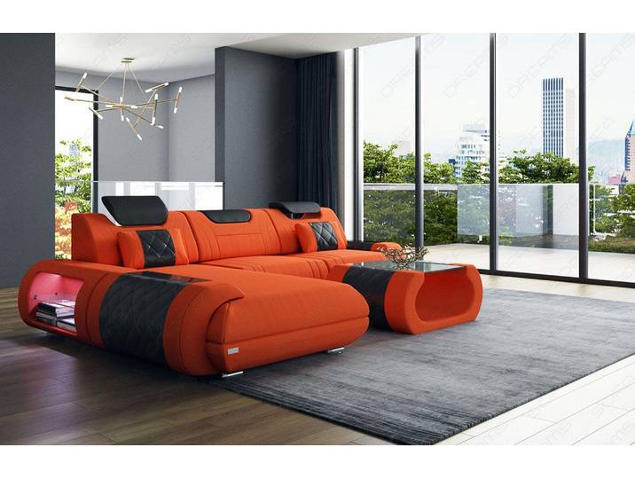 Couch Rimini L-Form in Stoff