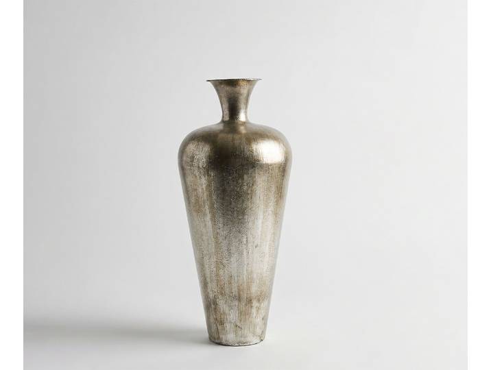 Vase Marvella B27 x T27 x H64 cm Metall Platin Aurum Handgemacht, Wohnaccessoires