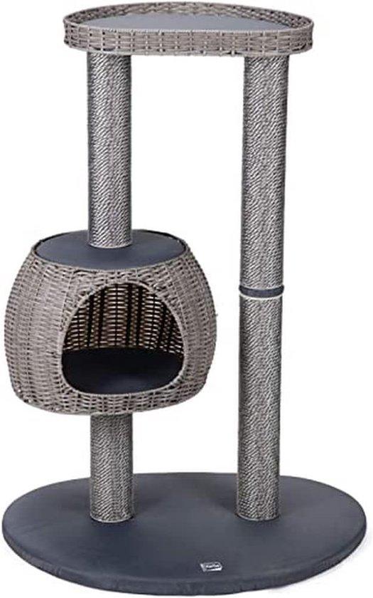 Famanu Kratzbaum Outdoor - Wetterfestes Material - 77 x 57 x 110 cm - Grau
