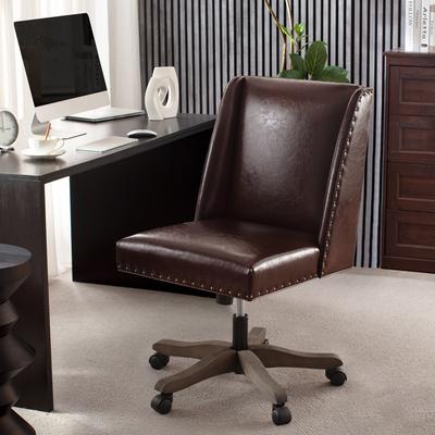 HUIMO Upholstered Armless Office Chair Fabric Swivel Home Desk Chair with Wheels