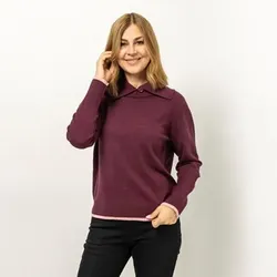 BRUCE DARNELL Pullover, langarm Kragen mit Knopf Kontraststreifen figurumspielend