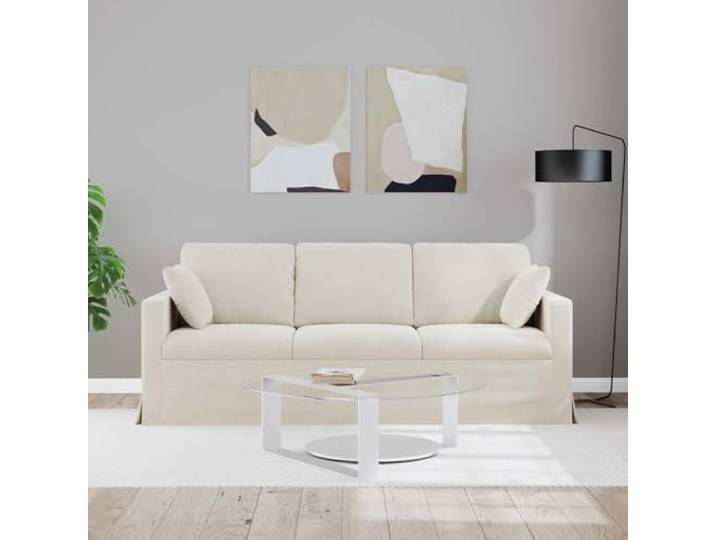 KTHLBRH Sofa Creme 198 x 78 x 80 cm Samt Metallrahmen, Armlehnen aus Holz, ergonomisches Design, modular, für Wohnzimmer
