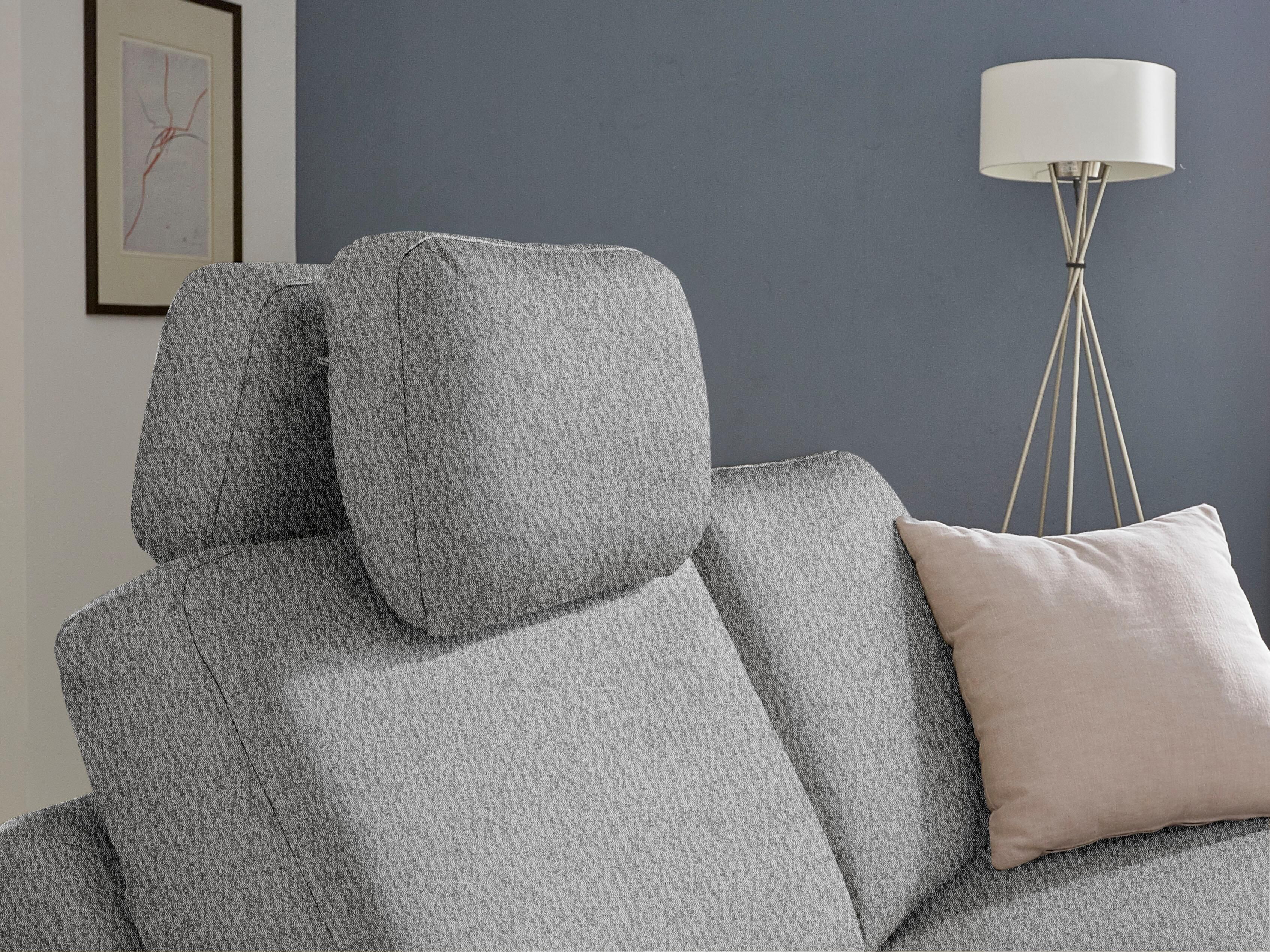 Ecksofa 3C CANDY "Mainau modern und elegant, mit gutem Sitzkomfort, Breite 257cm, L-Form", grau, B:257cm H:89cm T:220cm, Struktur ( 100% Polyester);Luxus-Microfaser weich: 98% Polyester, 2% Nylon, ;Struktur weich (mit Wasser zu reinigen): 16% Baumwolle, 7