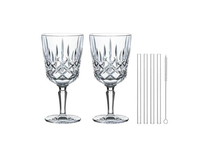 Weißweinglas NACHTMANN Cocktailgläser mit Glastrinkhalmen Noblesse 355 ml 2er Set transparent , bunt (transparent), 7 tlg., Glas, Trinkgefäße, Weißweinglas