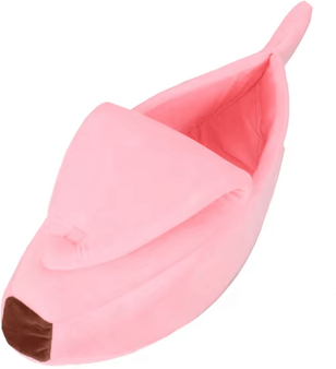 Inspire Curations Cute Banana Shape Cat Bed For Cozy Winter Sleep & Indoor Comfort pink l