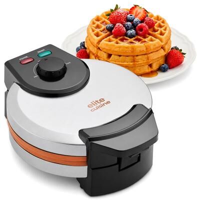 Elite Cuisine EWML0062 Belgian Waffle Maker With PFAS-Free CeramiCrisp Ceramic Nonstick Plates