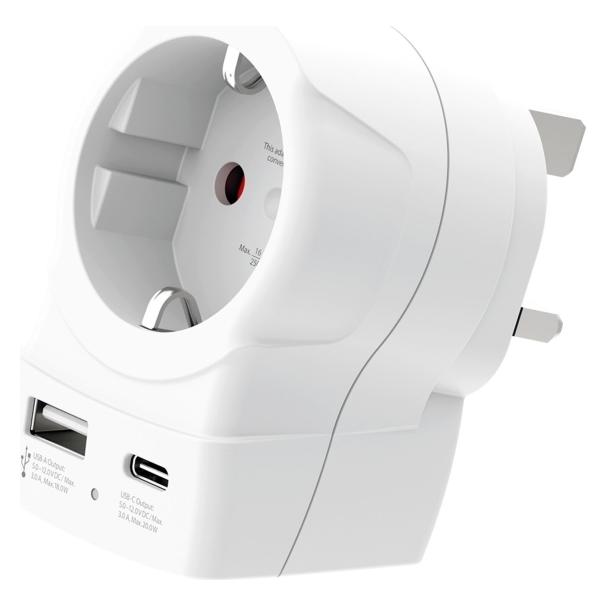 Skross Länderstecker Europe to UK USB AC20PD weiss (1.500283-E)