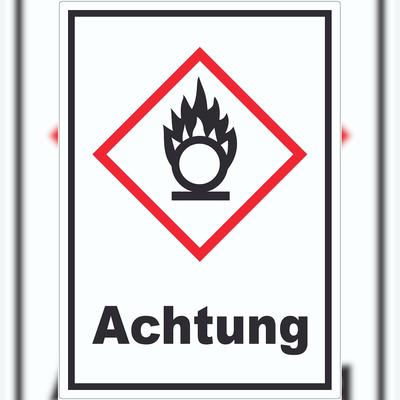 HB-Druck Aufkleber Entzündend wirkend Achtung Brandfördernd Flamme A0 (841x1189mm)