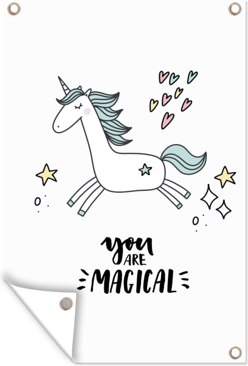 Tuindecoratie Unicorn Poster You are magical - Buitendecoratie voor kinderen - Breedte: 80 cm, Hoogte: 120 cm
