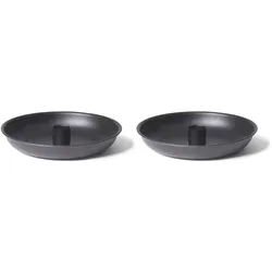 Kerzenständer Stabkerzen 2er-Set SCHWARZ Durchmesser 13cm Weihnachten Adventskranz Kerzenteller scandic chic Candle Holder Stabkerzenhalter Dekoschale Tischdeko modern Wohnzimmer
